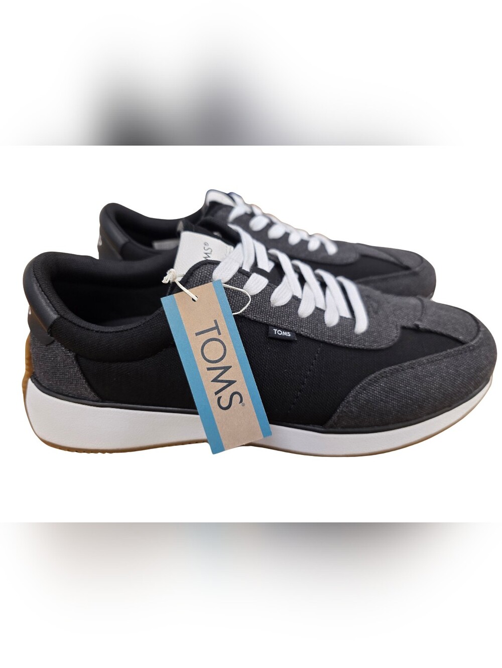 Toms Black and Gray Women's Athletic Sneakers with White Laces